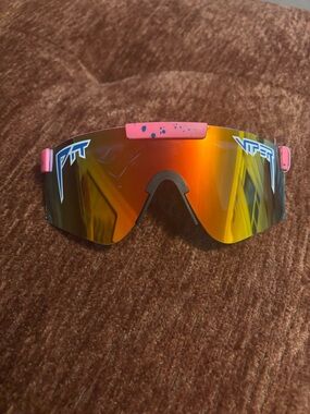 Pit Viper Sunglasses Pink Accents with Orange Mirrored Lens